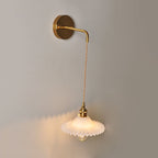 Shaped Clear/Opal Glass Wall Lamp Industrial Single Bulb Bedroom Sconces Light in Brass