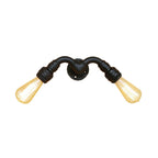 Vintage Style Bare Bulb Wall Lamp with Pipe Design 2 Heads Metal Wall Lamp in Black for Indoor