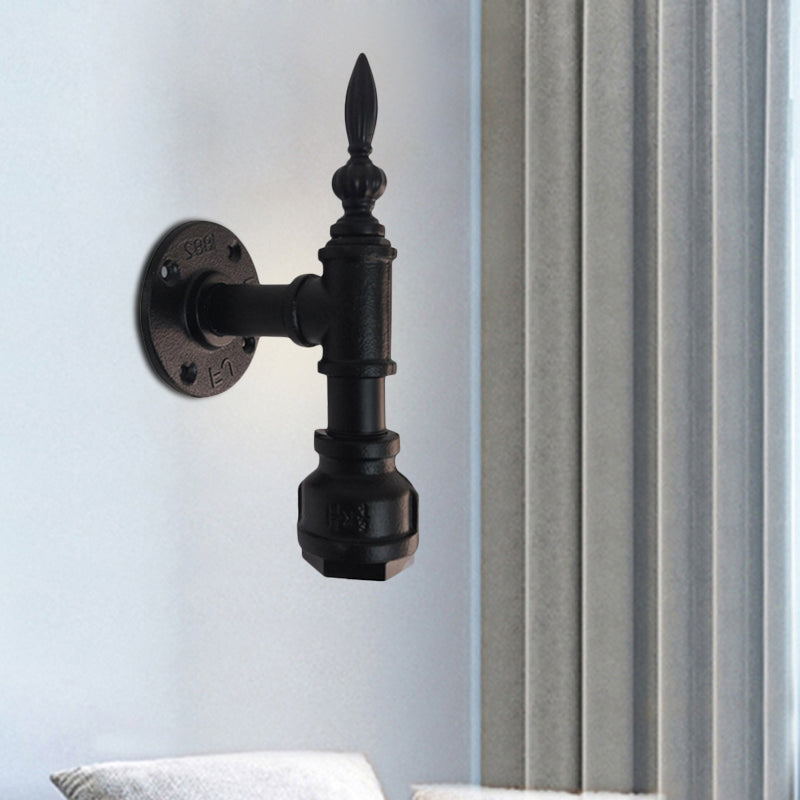 Metallic Matte Black Wall Lighting Pipe Design 1 Light Vintage Style Wall Lamp for Bedroom