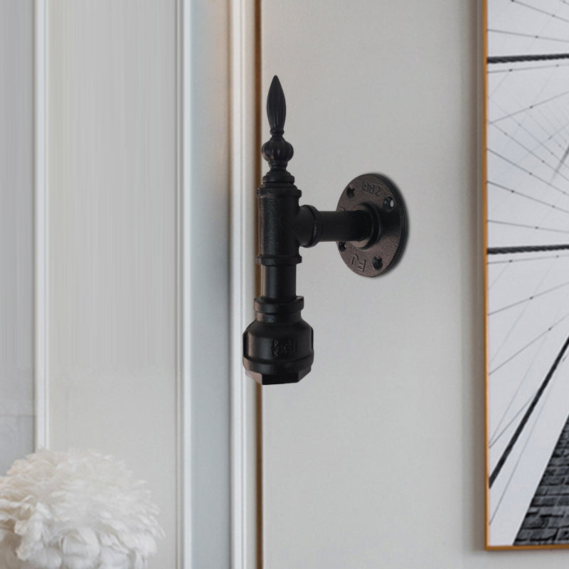 Metallic Matte Black Wall Lighting Pipe Design 1 Light Vintage Style Wall Lamp for Bedroom