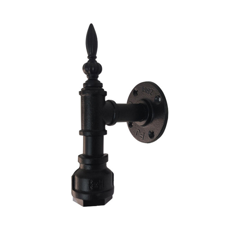 Metallic Matte Black Wall Lighting Pipe Design 1 Light Vintage Style Wall Lamp for Bedroom