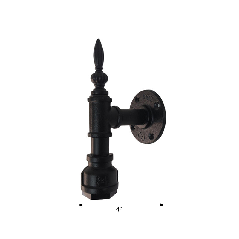 Metallic Matte Black Wall Lighting Pipe Design 1 Light Vintage Style Wall Lamp for Bedroom