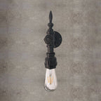 Open Bulb Dining Room Wall Lamp Vintage Style Metal 1 Head Black Wall Lamp Sconces with On/Off Switch