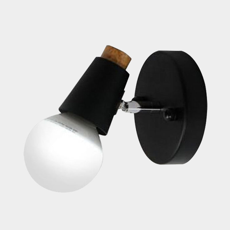 Metal cup-shaped wall lamp with bare bulb industrial 1-light bathroom wall lamp in black