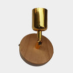 Head-shaped metal wall lamp Lodge 1 light living room wall-mounted fixture with round wooden backplate in silver/gold