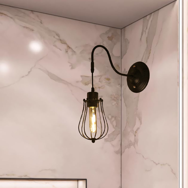 Metal Cylinder/Hexagonal Engaged Wall Lamp Farm 1 Lamp Restaurant Wall Mount Fixture in Black