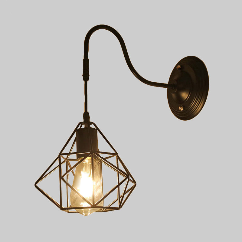 Metal Cylinder/Hexagonal Engaged Wall Lamp Farm 1 Lamp Restaurant Wall Mount Fixture in Black