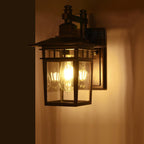 Lantern Clear Glass Wall Hanging Lamp Industrial Single Bulb Veranda Wall Light in Black