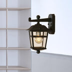 Lantern Clear Glass Wall Hanging Lamp Industrial Single Bulb Veranda Wall Light in Black
