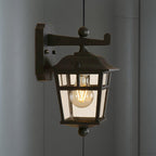 Lantern Clear Glass Wall Hanging Lamp Industrial Single Bulb Veranda Wall Light in Black