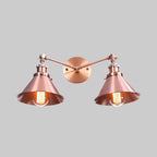 Tapered Umbrella Iron Wall Mount Light Industrial Vintage 2 Heads Farmhouse Wall Mount Light in Black/Brass
