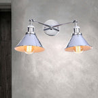 Tapered Umbrella Iron Wall Mount Light Industrial Vintage 2 Heads Farmhouse Wall Mount Light in Black/Brass