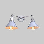 Tapered Umbrella Iron Wall Mount Light Industrial Vintage 2 Heads Farmhouse Wall Mount Light in Black/Brass