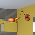 Vintage Industrial Bowl Wall Lamp 1 Light Iron Wall Lamp with Rotatable Arm in Black/Metal