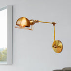 Vintage Industrial Bowl Wall Lamp 1 Light Iron Wall Lamp with Rotatable Arm in Black/Metal
