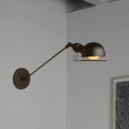 Vintage Industrial Bowl Wall Lamp 1 Light Iron Wall Lamp with Rotatable Arm in Black/Metal