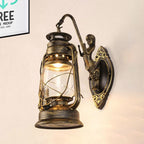 One Bulb Wall Lamp with Lantern Shade Clear Glass Coast Bedroom Wall Lamp in Black/Antique Brass/Aged Copper with Mermaid