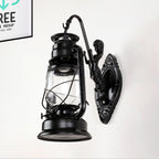 One Bulb Wall Lamp with Lantern Shade Clear Glass Coast Bedroom Wall Lamp in Black/Antique Brass/Aged Copper with Mermaid