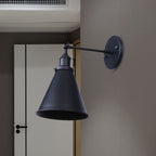 Black/Rust 1 Head Wall Lamp Farmhouse Style Wrought Iron Conical Adjustable Wall Light Fixture for Outdoor