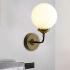 Modern Globe Shade Wall Lamp Fixture 1/2-Bulb Opal Glass Sconce Light in Antique Brass/Chrome