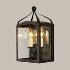 Old Brass Candle Wall Lamp with Metal Cage Shade 2 Lights Vintage Wall Light for Hallway