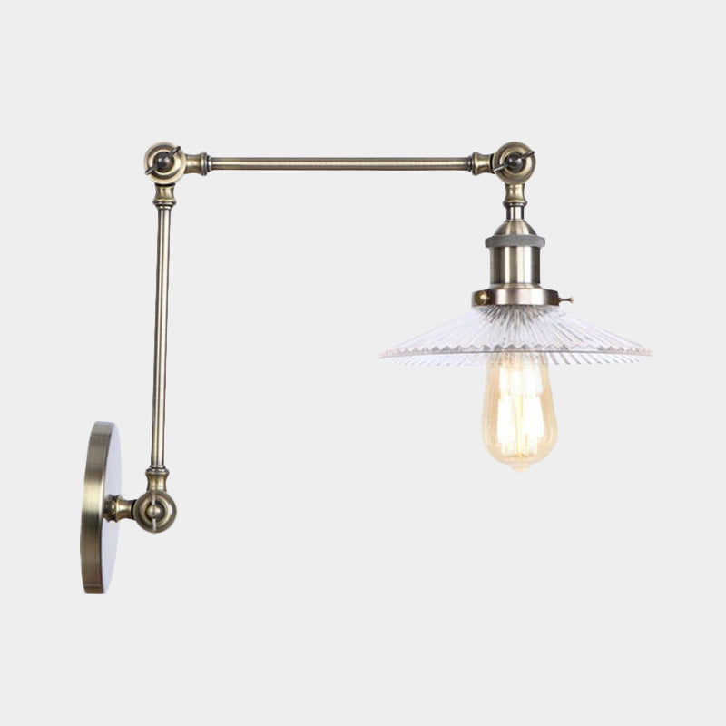 Saucer Living Room Wall Light Rustic Style Prism Glass 1 Light Black/Silver/Bronze Wall Lamp