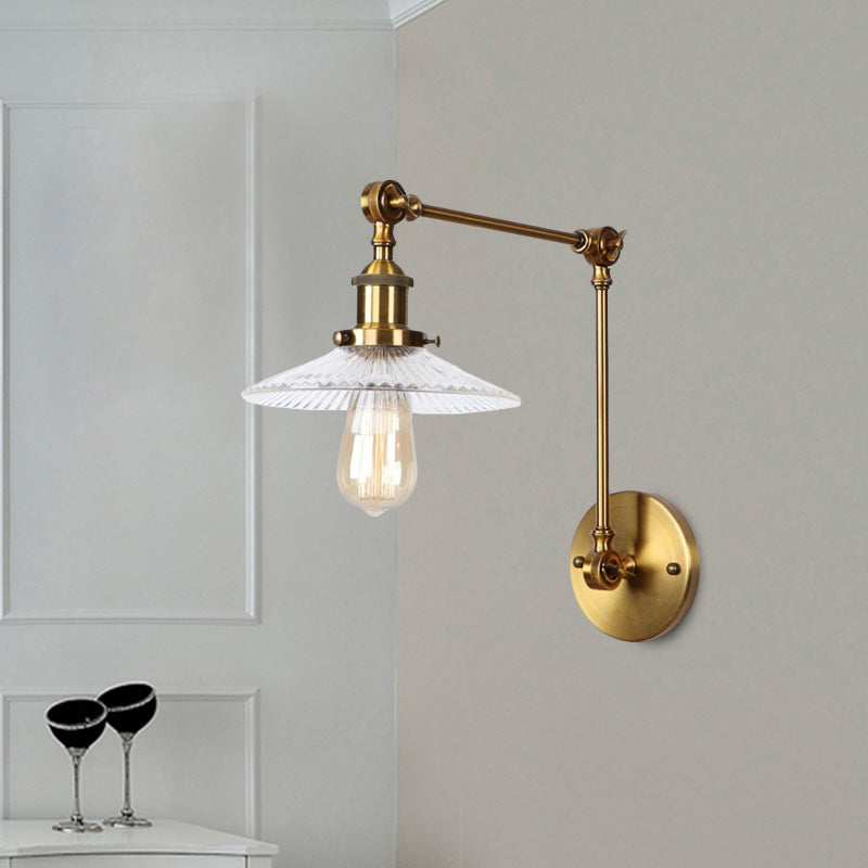 Saucer Living Room Wall Light Rustic Style Prism Glass 1 Light Black/Silver/Bronze Wall Lamp