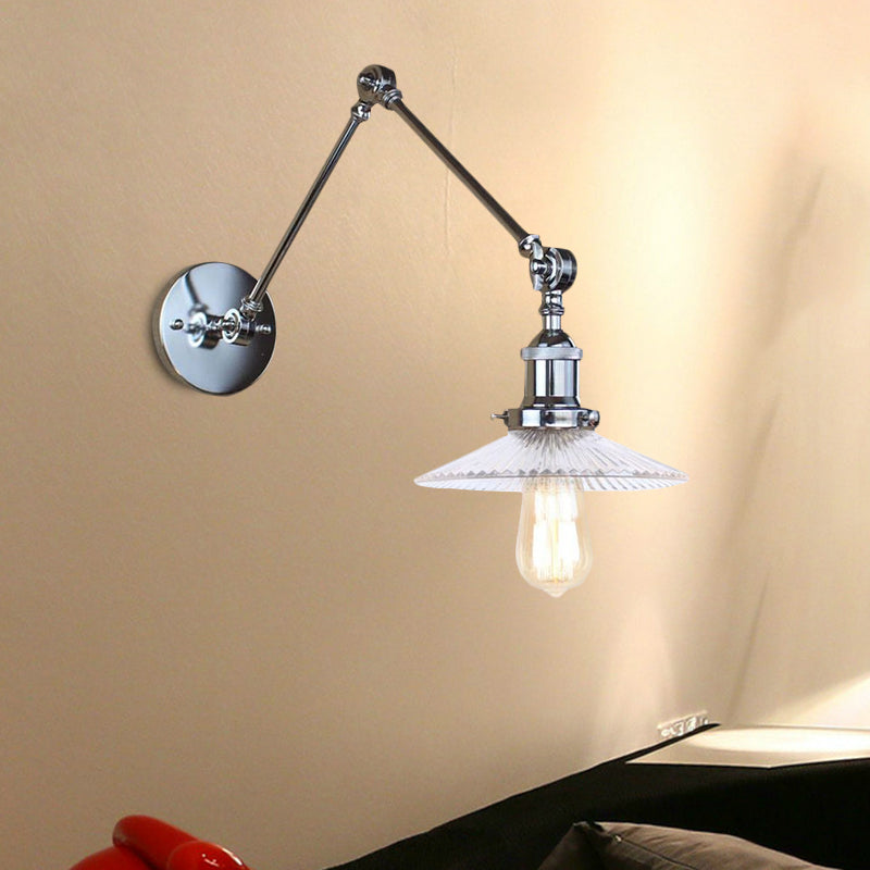 Saucer Living Room Wall Light Rustic Style Prism Glass 1 Light Black/Silver/Bronze Wall Lamp