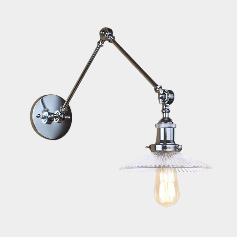 Saucer Living Room Wall Light Rustic Style Prism Glass 1 Light Black/Silver/Bronze Wall Lamp
