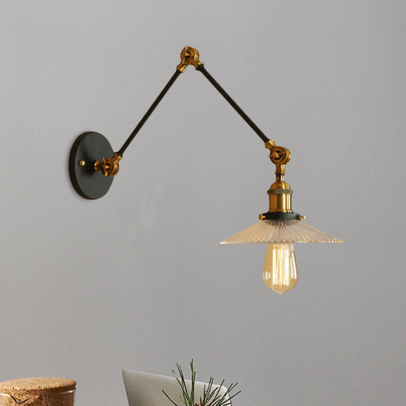 Saucer Living Room Wall Light Rustic Style Prism Glass 1 Light Black/Silver/Bronze Wall Lamp