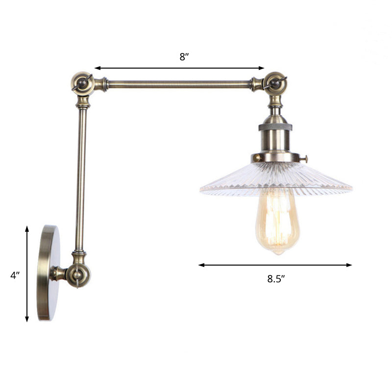 Saucer Living Room Wall Light Rustic Style Prism Glass 1 Light Black/Silver/Bronze Wall Lamp