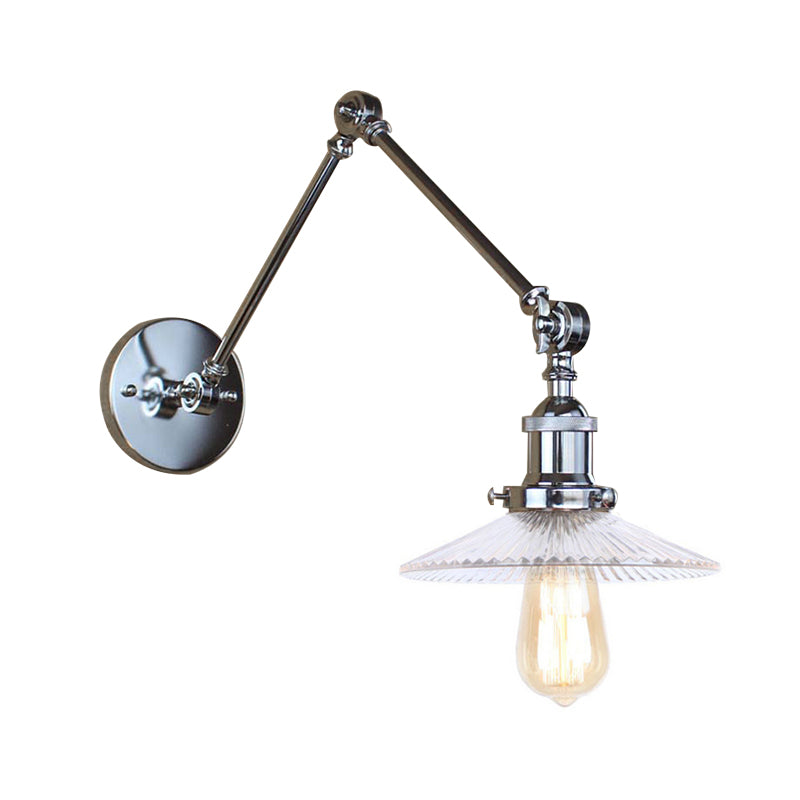 Saucer Living Room Wall Light Rustic Style Prism Glass 1 Light Black/Silver/Bronze Wall Lamp