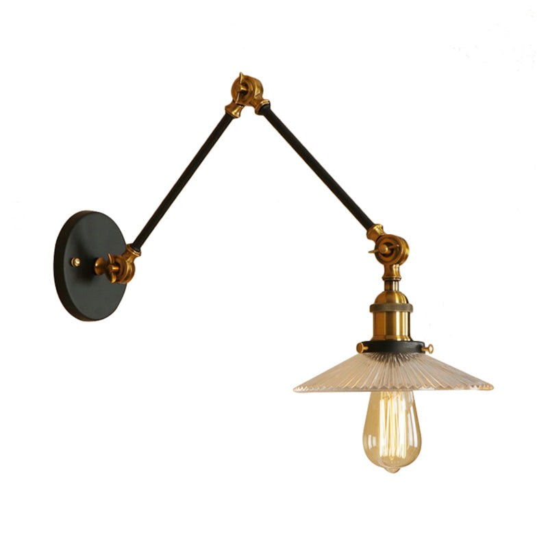Saucer Living Room Wall Light Rustic Style Prism Glass 1 Light Black/Silver/Bronze Wall Lamp