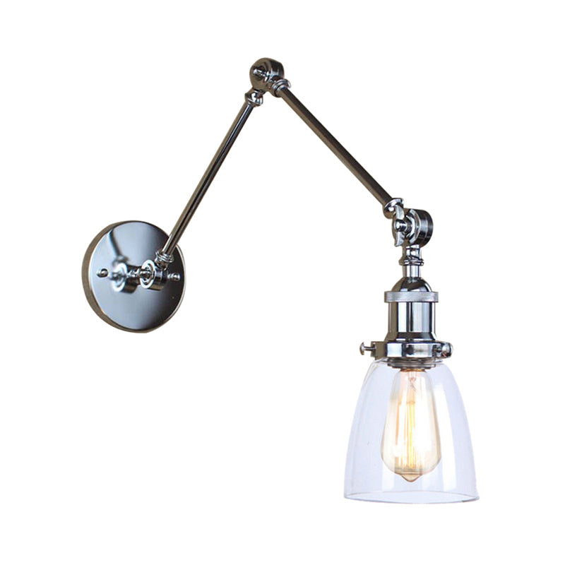 Tapered Accent Wall Lamp Antique Clear Glass 1 Light Black/Silver/Brass Wall Lamp with Swingarm