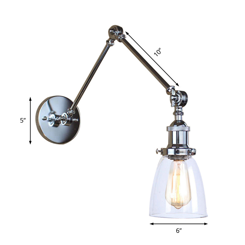 Tapered Accent Wall Lamp Antique Clear Glass 1 Light Black/Silver/Brass Wall Lamp with Swingarm