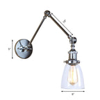 Tapered Accent Wall Lamp Antique Clear Glass 1 Light Black/Silver/Brass Wall Lamp with Swingarm