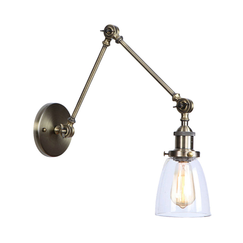 Tapered Accent Wall Lamp Antique Clear Glass 1 Light Black/Silver/Brass Wall Lamp with Swingarm