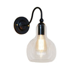 One Pear Wall Light with Pumpkin Shade Clear Glass Industrial Corridor Wall Lamp in Black