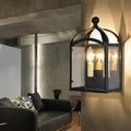 Old Brass Candle Wall Lamp with Metal Cage Shade 2 Lights Vintage Wall Light for Hallway