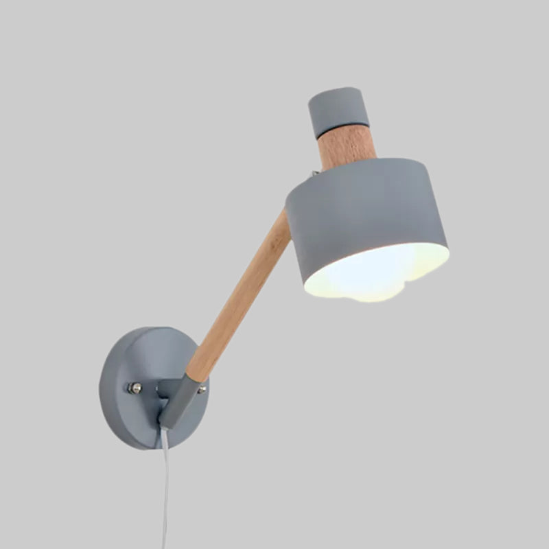 5.5"/6"/7" W Armed Wall Sconce Minimalism Metal 1 Main Wall Mount Lighting in Gray for Living Room