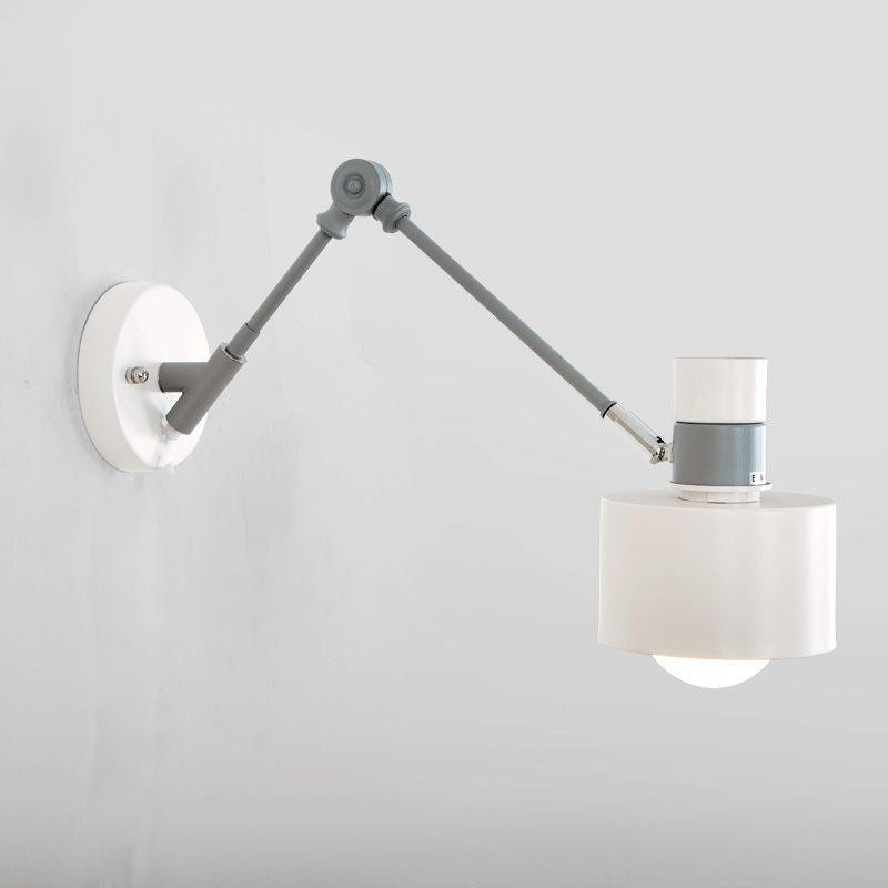 5.5"/6"/7" W Armed Wall Sconce Minimalism Metal 1 Main Wall Mount Lighting in Gray for Living Room