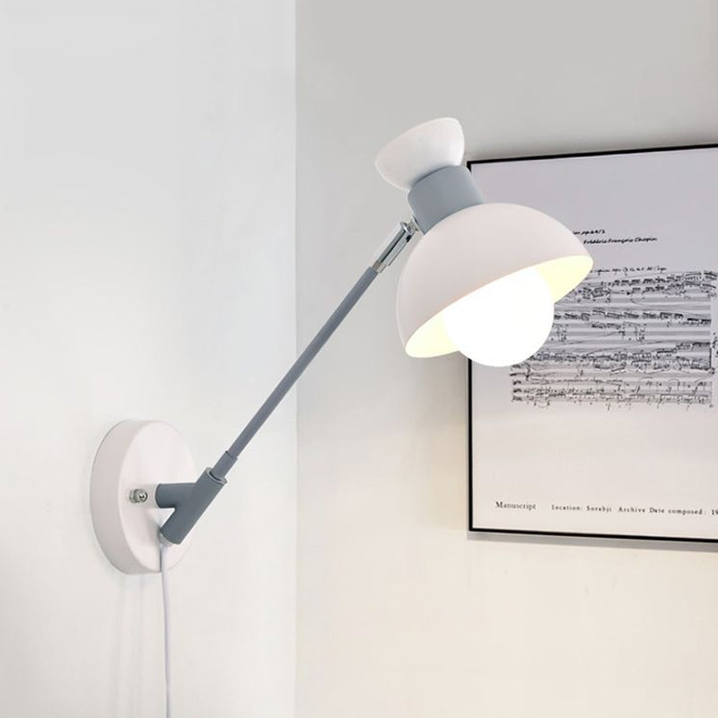 5.5"/6"/7" W Armed Wall Sconce Minimalism Metal 1 Main Wall Mount Lighting in Gray for Living Room