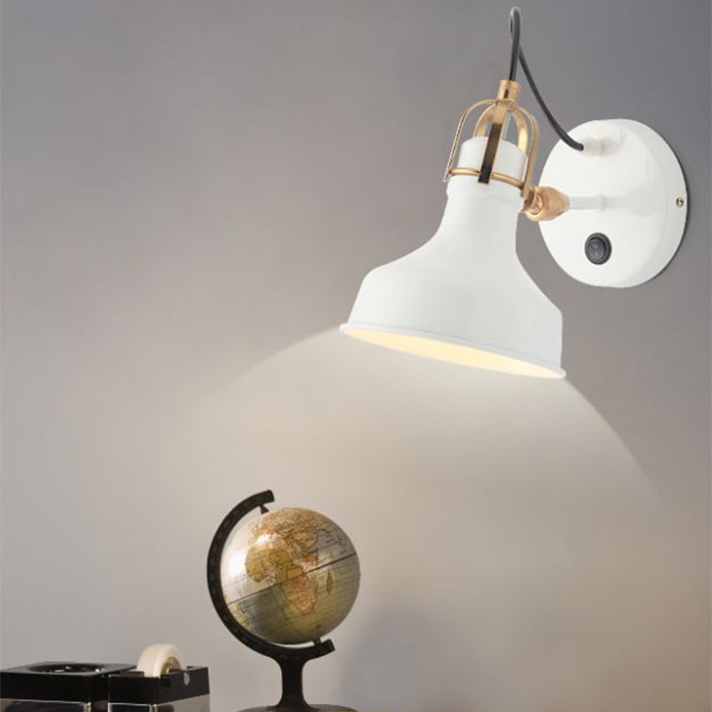 White Barn Wall Sconces Lighting Contemporary Metallic 1 Light Wall Mounted Fixture with Switch