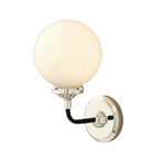 Modern Globe Shade Wall Lamp Fixture 1/2-Bulb Opal Glass Sconce Light in Antique Brass/Chrome