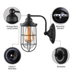 Industrial wire cage wall lighting 1/2-lamp clear glass wall lamp in black for stairs.