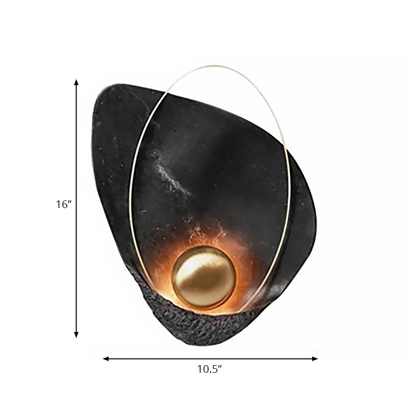Resin Shell-Shaped Wall Light Single Head Modern Metal LED Wall Light in White/Black Light