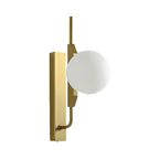 LED Bedroom Wall Light with Spherical Smoky/White/Amber Glass Shade Modern Brass Wall Mount Light