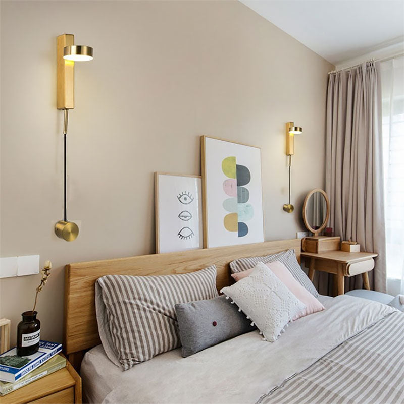 Modern simple drum shade wall light metal LED wall light for the bedroom in white/warm light