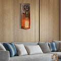 Open Bulb Living Room Wall Lamp Vintage Metal 1 Light Aged Brass Wall Light Lighting with Rectangular Backplate