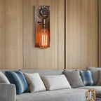 Open Bulb Living Room Wall Lamp Vintage Metal 1 Light Aged Brass Wall Light Lighting with Rectangular Backplate